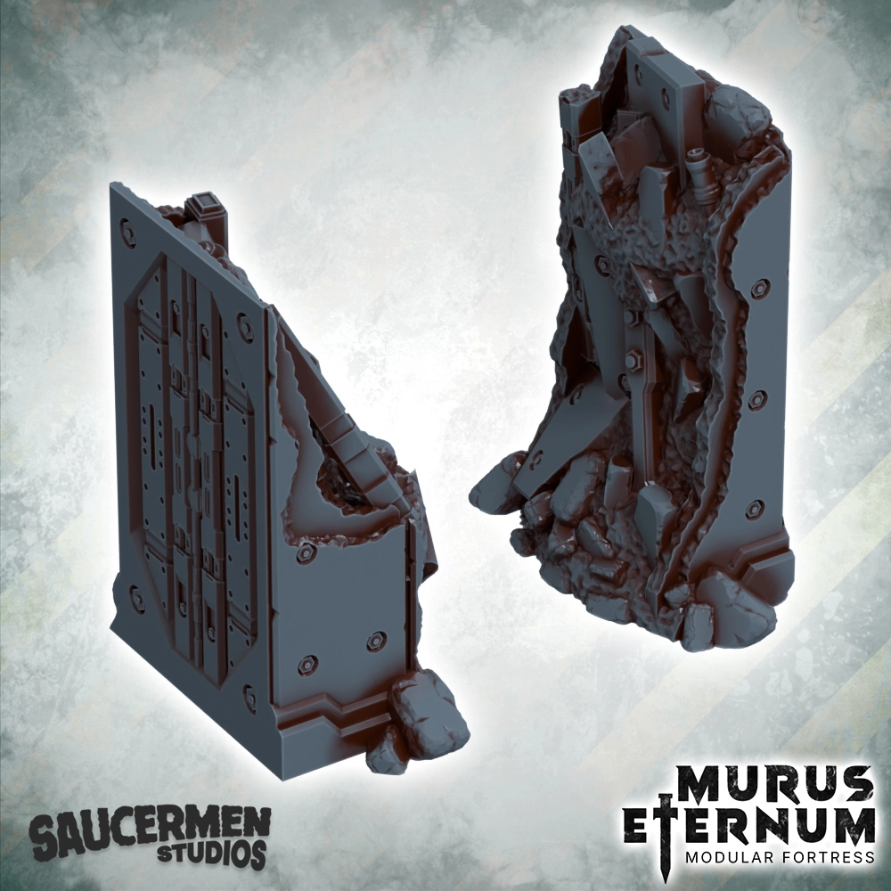 Murus Eternum Modular Fortress - Ruined Walls 2 STL 10 Ruined Walls 2