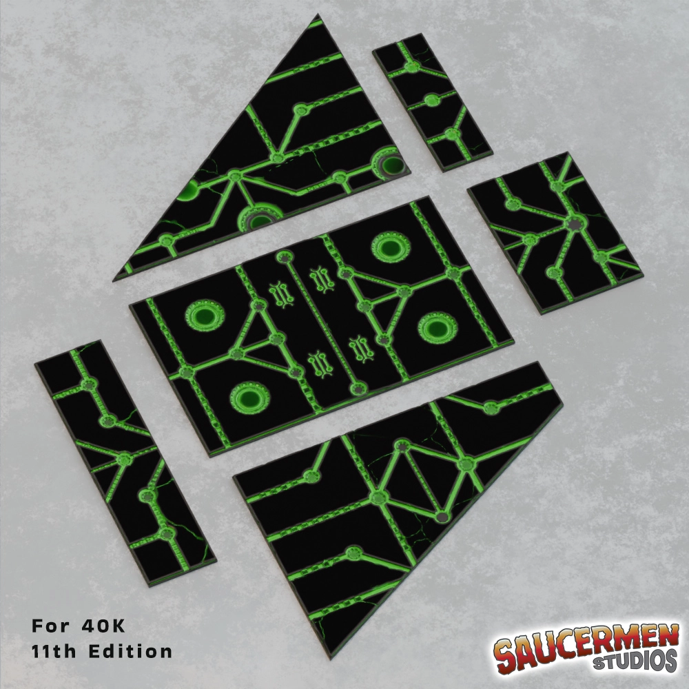 40K Tournament Terrain: 11th Edition Footprint Templates (Ancient Alien Theme) STL 56 40k 11th edition terrain footprint templates Ancient Alien bases
