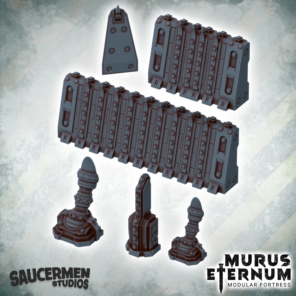 Murus Eternum Modular Fortress - Wall Reinforcements STL 42 Freestanding Wall Reinforcements